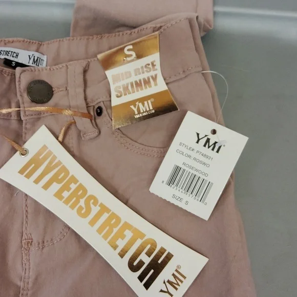 Ymi mid rise skinny hyper  stretch rosewood jeggings - Picture 2 of 4